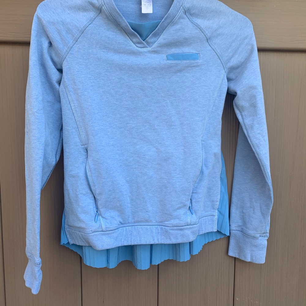 Ivivva Blue Jersey Pullover with V-Neck and thumb hole sleeves